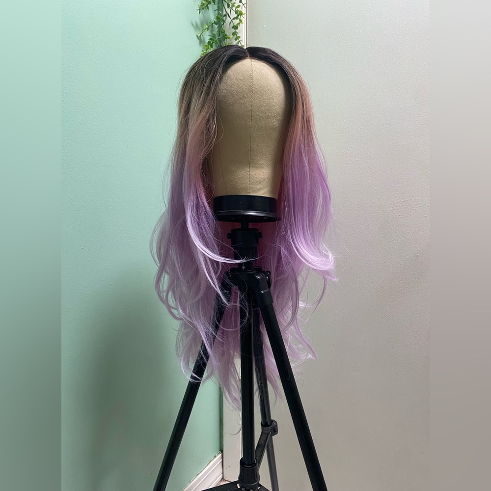 Lavender and Orange/Pink  Ombre Lace Front Wig